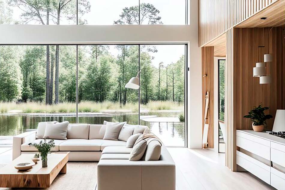 combinación vidrio con madera