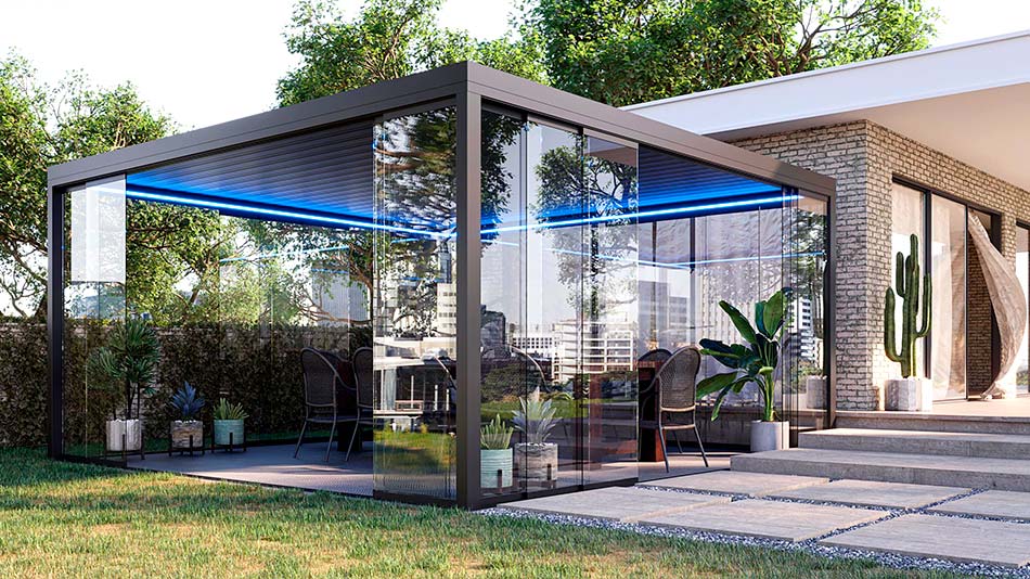 pérgolas bioclimáticas y cortinas de cristal