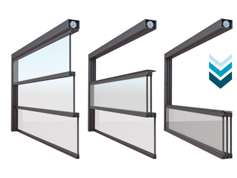 Sistema de cerramiento con movimiento descendente