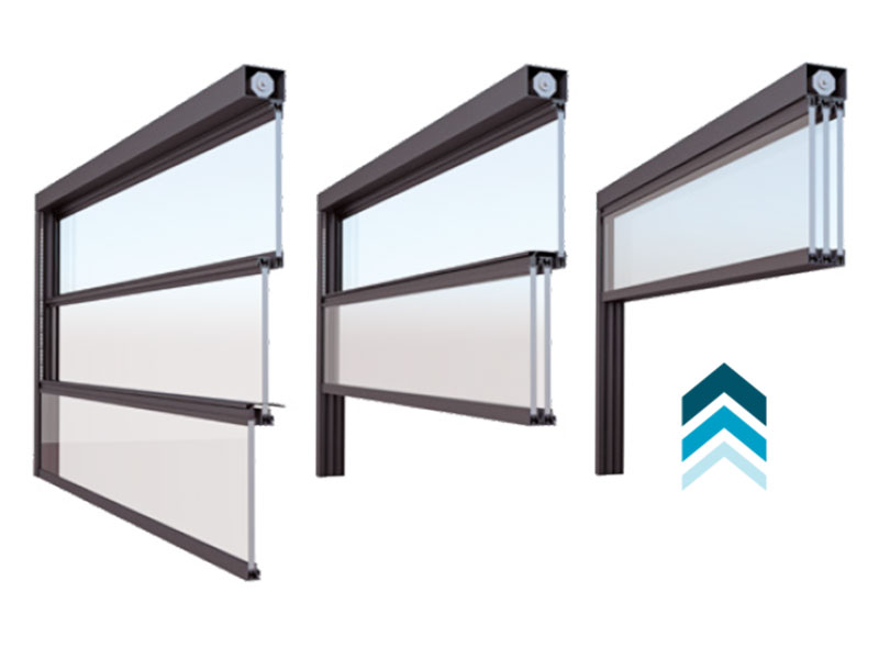 Sistema de cerramiento con movimiento ascendente