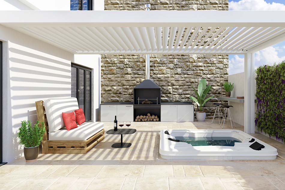 barbacoa cerrada con pergola