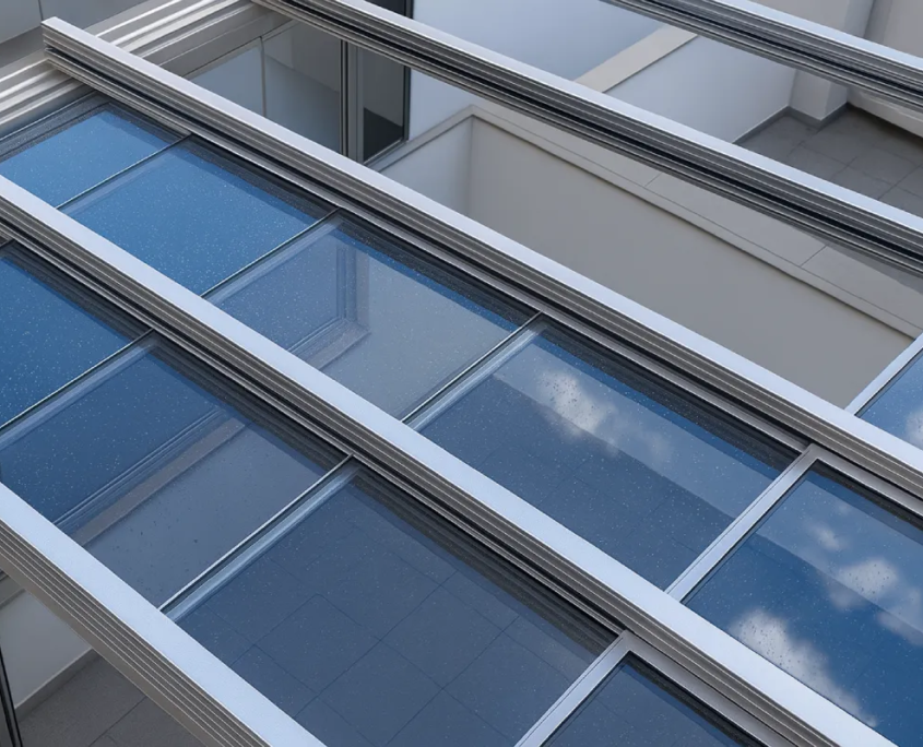 techo móvil de vidrio