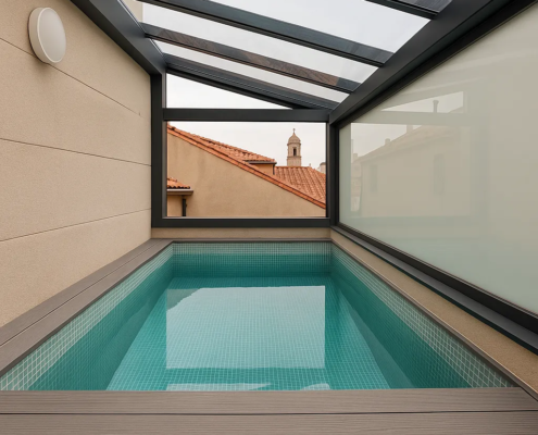 cerramiento de piscina con techos fijos