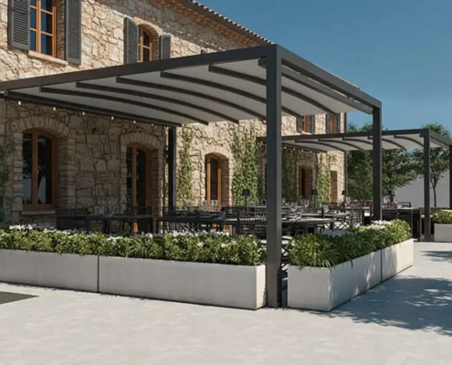 pérgola lona tensada recta