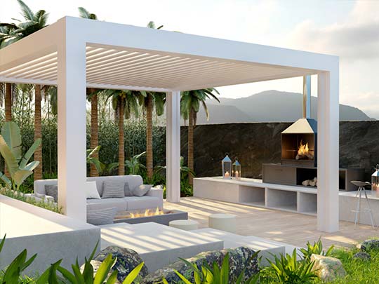 pérgola bioclimática blanca